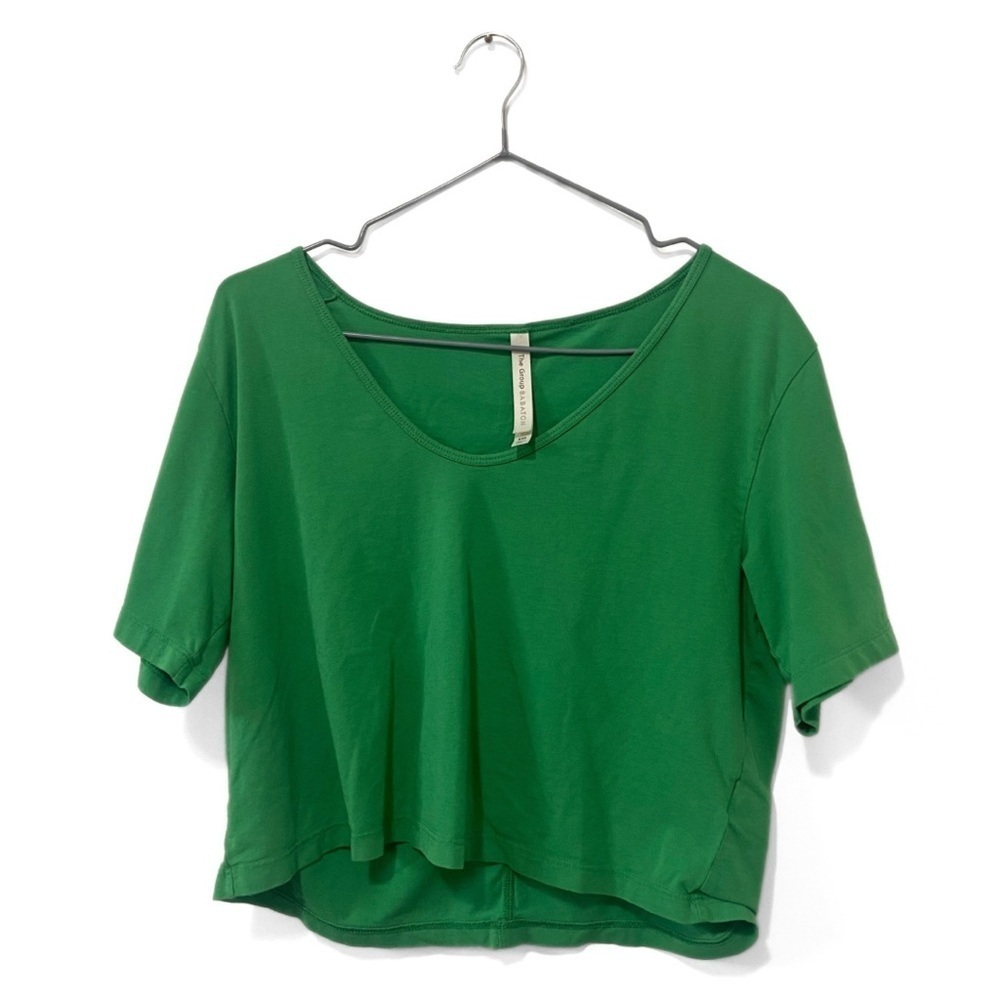 Babaton | Aritzia Kelly Green Scoop-Neck Oversized Cropped T-Shirt Size XXS